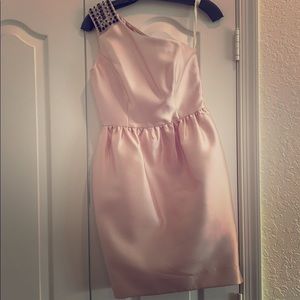 Shoahanna midnight light pink one shoulder dress